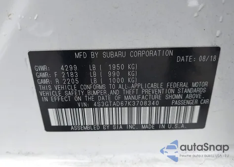 2019 Subaru Impreza 2.0I Premium из США, поврежденный, VIN 4S3GTAD67K3708340